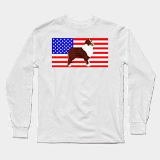 miniature american shepherd red tri name silhouette Long Sleeve T-Shirt